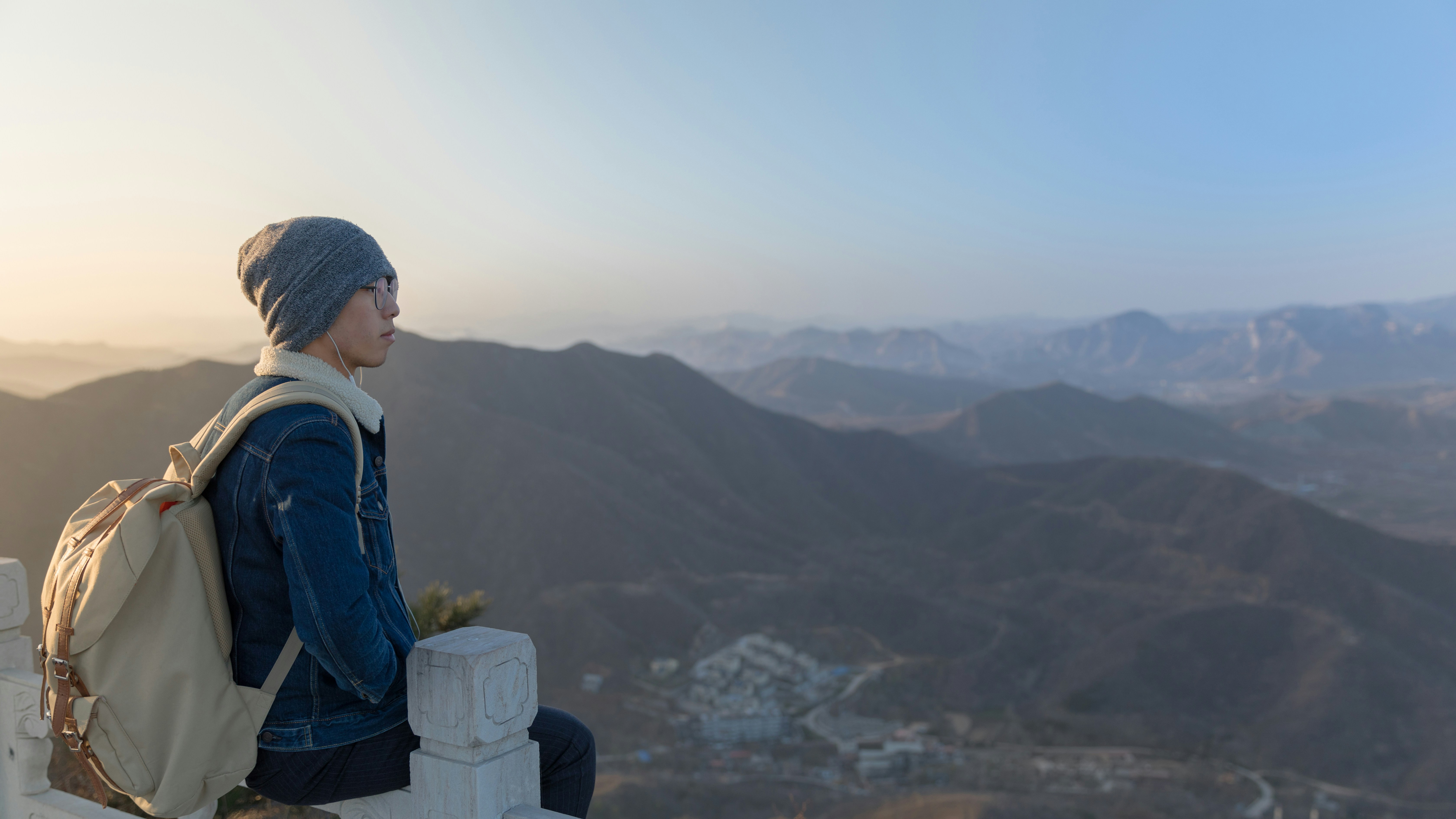 Young man looking out over Hebei province